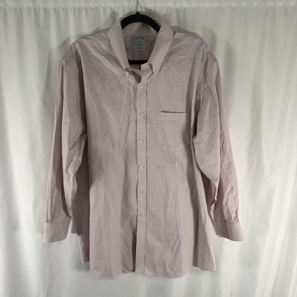 Brooks Brothers the Original Polo Shirt Men's 17.5 32/33 Red White Plaid Button